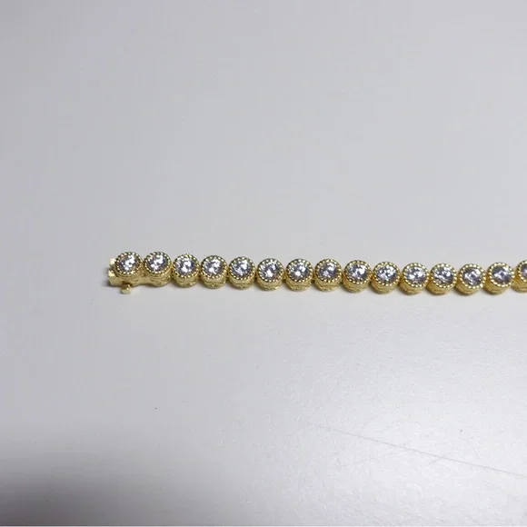Judith Ripka 14K Gold Clad Sterling Silver 925 & Diamonique CZ Tennis Bracelet - Picture 4 of 11